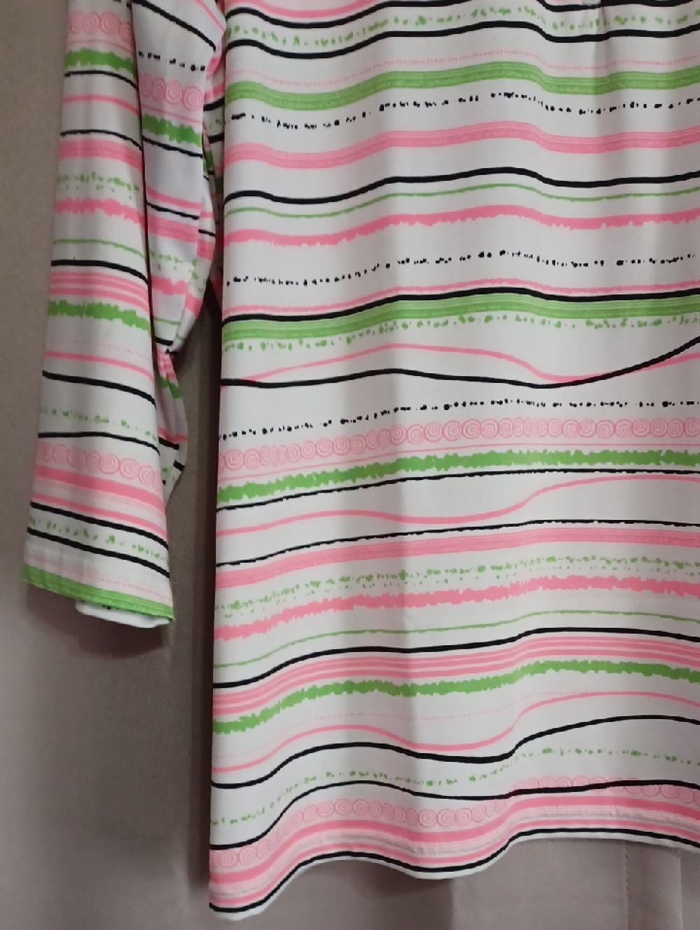 Emerald18 Stretch Quarter-Zip Mockneck Pullover Top Wavy Stripes Activewear Golf - Picture 8 of 16